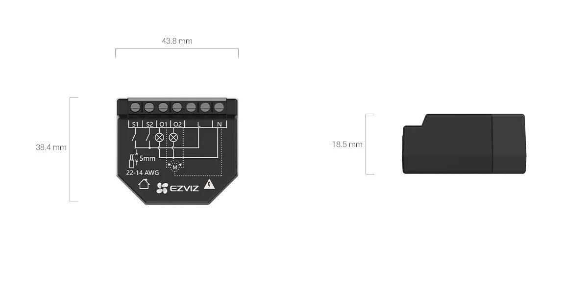 Relé WiFi Inteligente 2 Canales EZVIZ T36 Smart Home Medidor de Consumo CS-T36