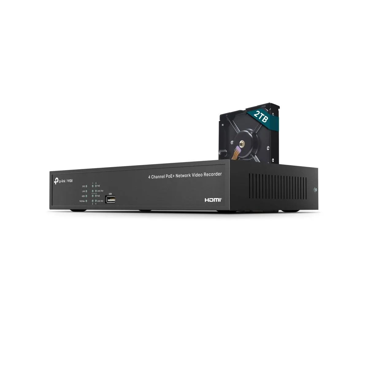 NVR TP-Link VIGI NVR1004H-4P 4 Canales PoE+ 53W 4K HDMI 1 Bahia SATA TL-NVR1004HP