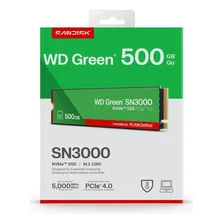 Disco SSD M.2 SanDisk WD Green SN3000 500GB NVMe PCIe Gen4 5000MB/s WDS500G4G0E