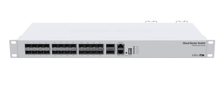 SWITCH MIKROTIK CRS326-24S+2Q+RM CON DUAL POWER SUPPLY 24 PUERTOS SFP 10 GB + 2 40 GB