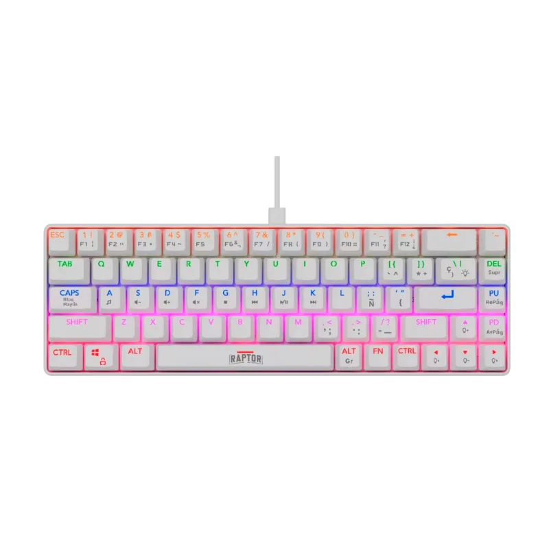 Teclado Raptor Fireclaw M68 Mecanico Retroiluminado Switch Red Outemu White (7879)