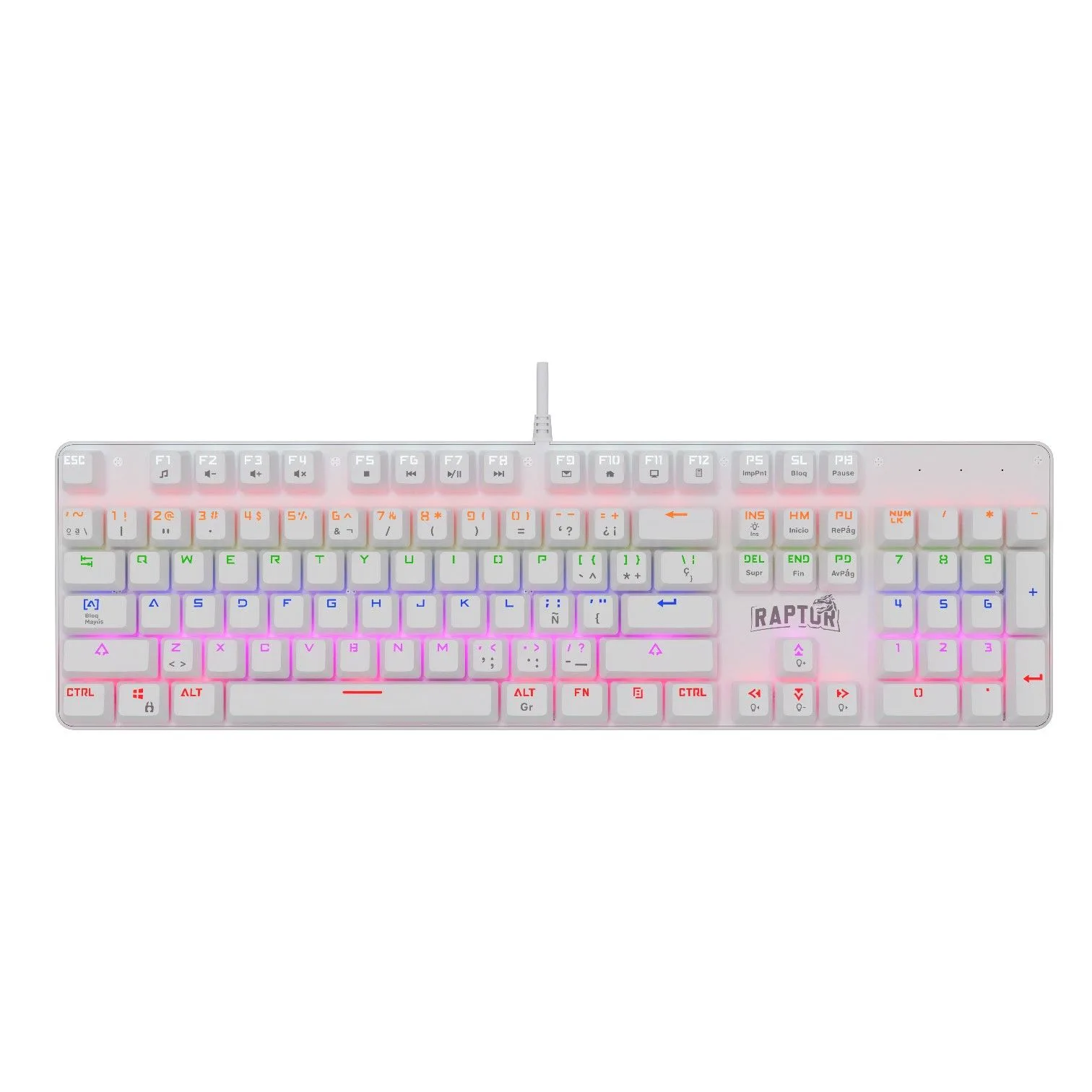 Teclado Raptor Fireclaw M104 Mecanico Retroiluminado Switch Red Outemu White (7862)