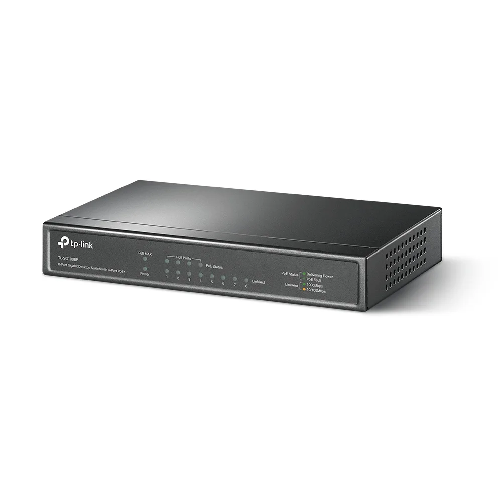 SWITCH DE ESCRITORIO DE 8 PUERTOS GIGABIT CON 4 PUERTOS POE