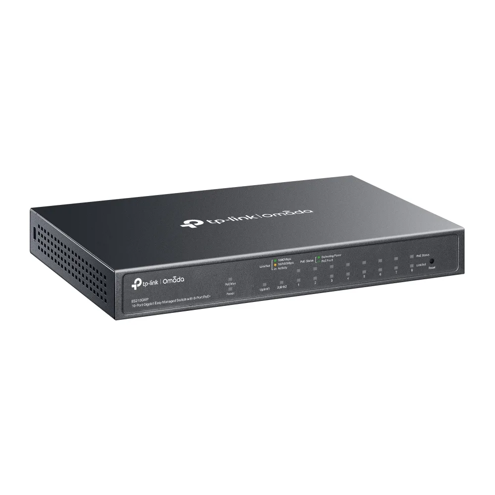Switch TP-Link ES210GMP Easy Smart 10 Puertos Gigabit 8 PoE+ 123W TL-ES210GMP
