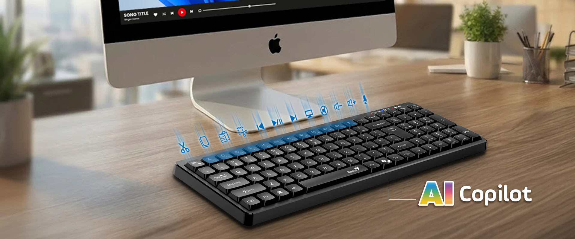 Teclado Inalámbrico Genius LuxeMate Q7100 AI Bluetooth 2.4GHz Español Negro 31320005401