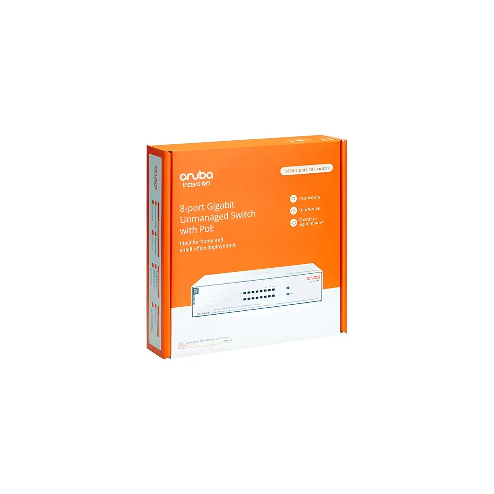 Switch Aruba Instant On 1430 8 Puertos Gigabit PoE Clase 4 64W No Administrable R8R46A