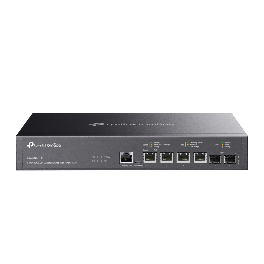 Switch TP-Link Omada SX3206HPP 6 Puertos 10G 4 PoE++ 200W 2 SFP+ Administrable