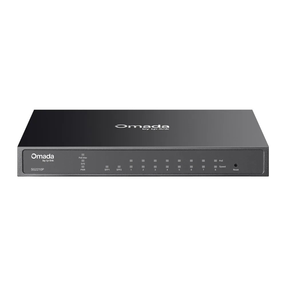 Switch TP-Link Omada TL-SG2210P 10 Puertos Gigabit 8 PoE+ 61W 2 SFP Administrable