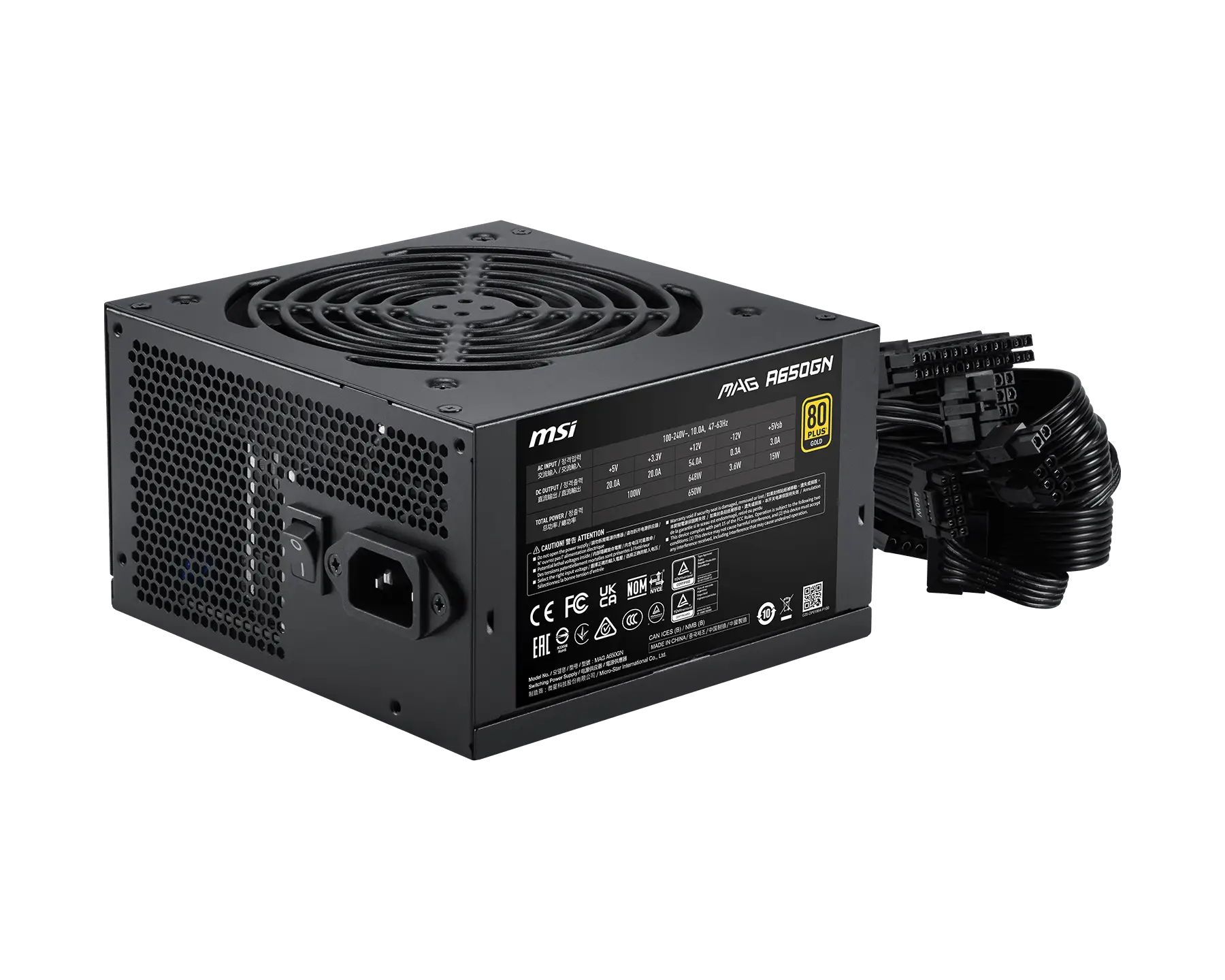 Fuente MSI MAG A650GN II 650W 80 Plus Gold