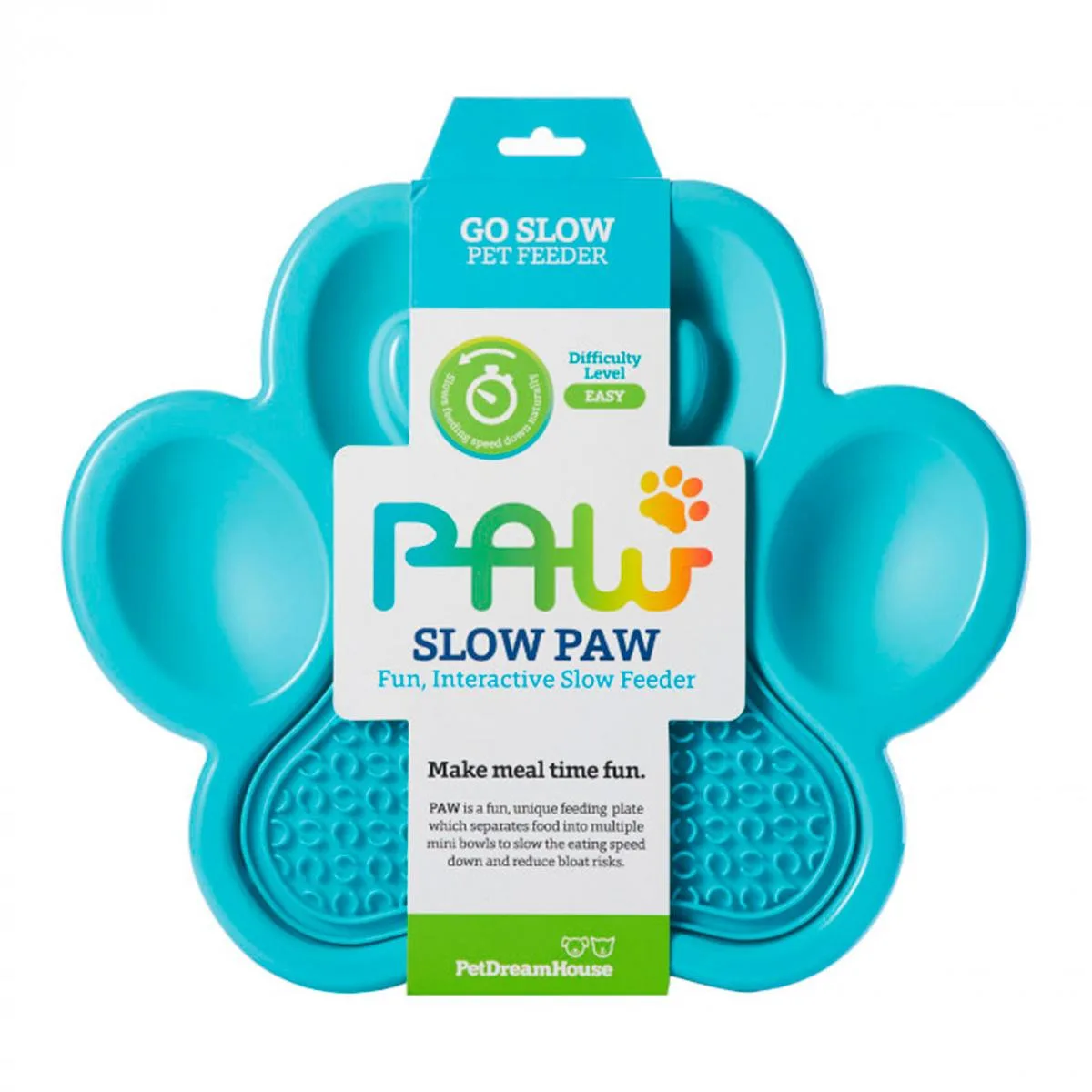 Alfombra De Lamer Petdreamhouse Paw 2 En 1 Azul Alimentador Lento Y Almohadilla