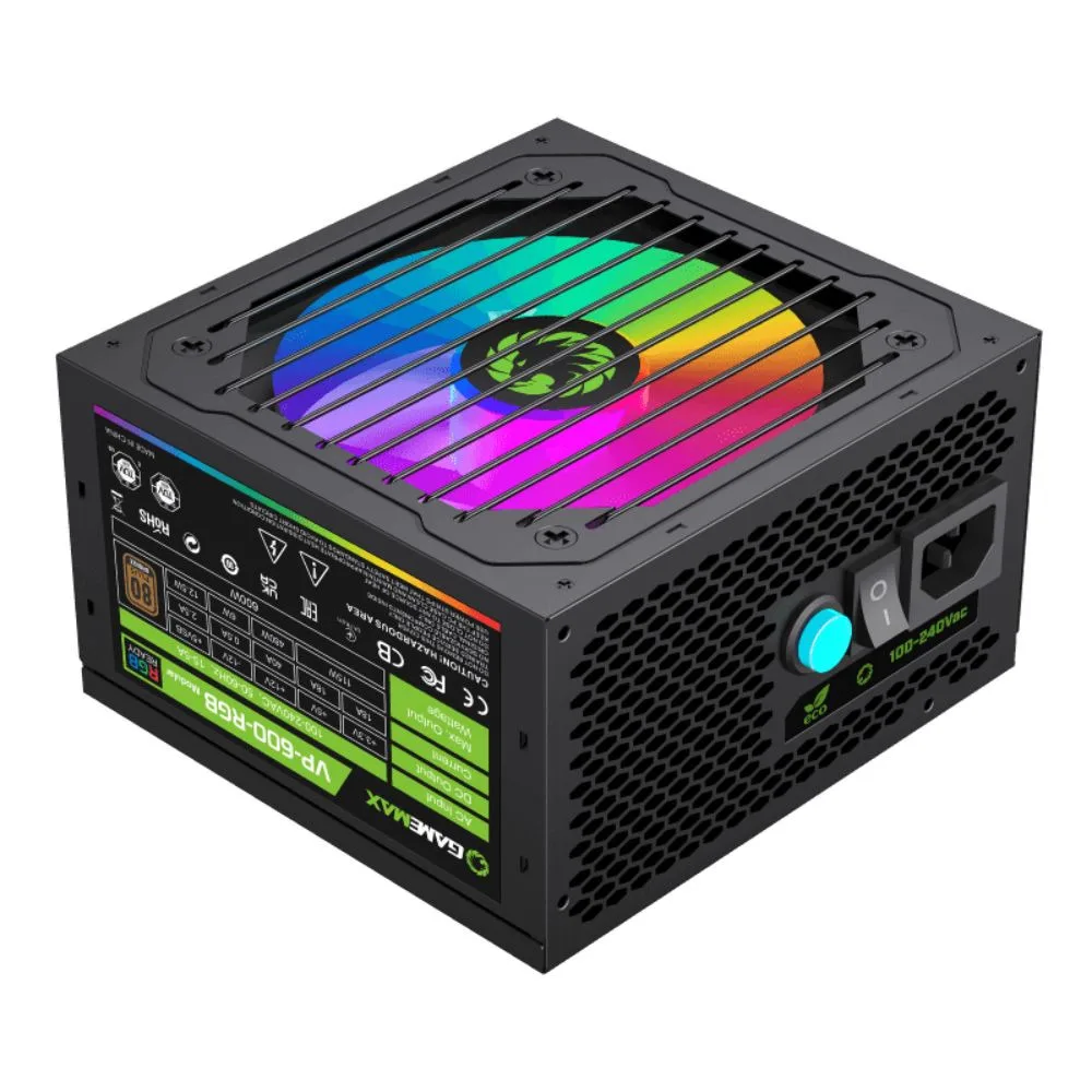 FUENTE 600W GAMEMAX 80 PLUS BRONZE VP-600-M-RGB