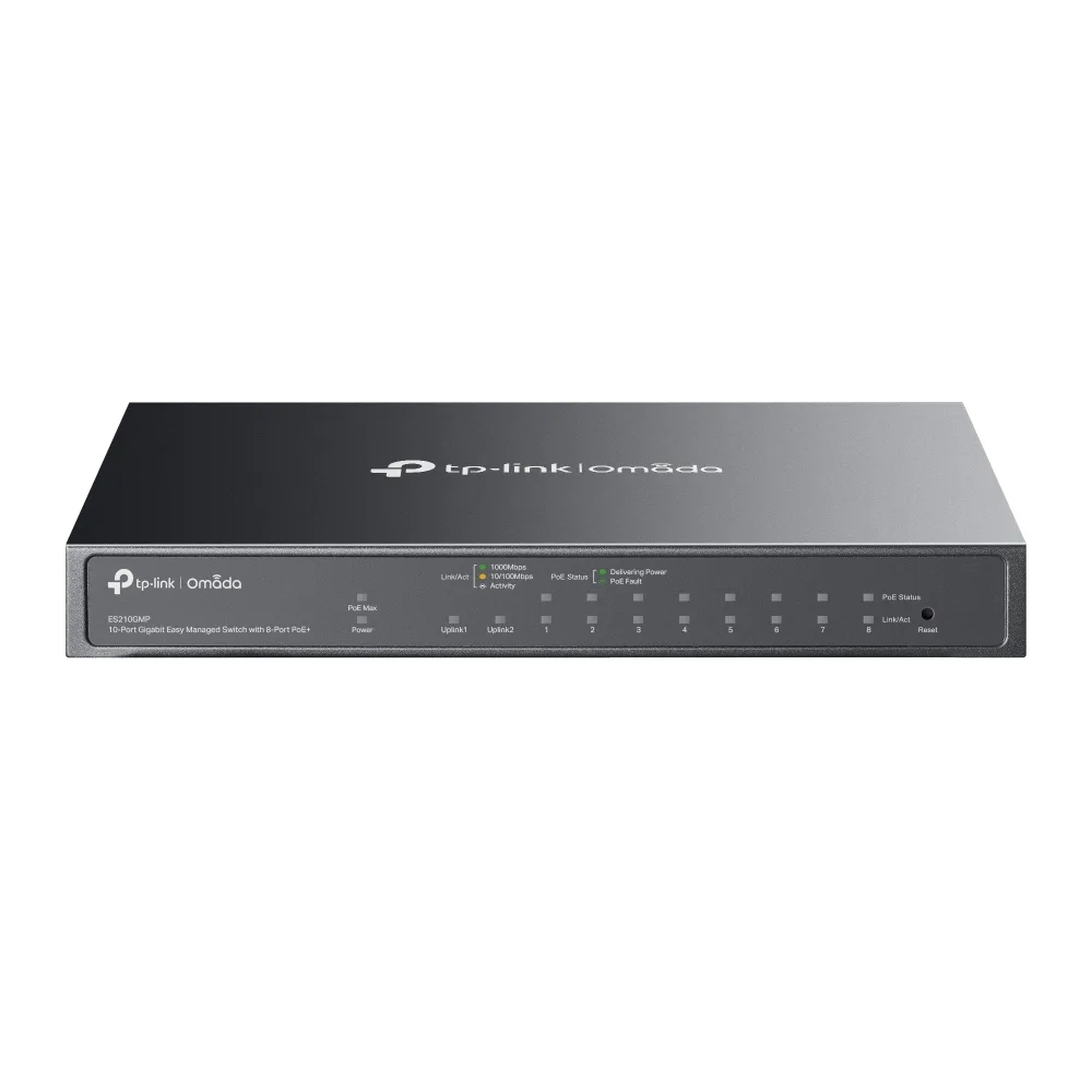 Switch TP-Link Omada ES210GMP 10 Puertos Gigabit 8 PoE+ 123W con Puerto Combo SFP