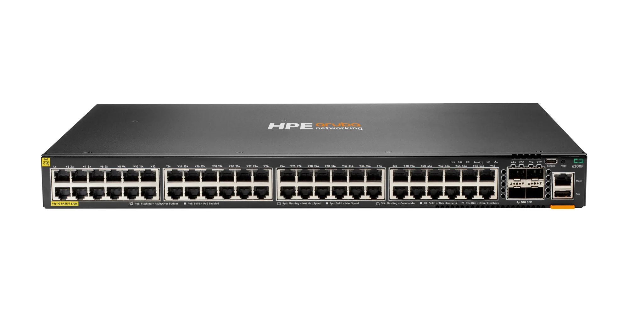 Switch Aruba CX 6200F 48 Puertos Gigabit PoE+ Clase 4 370W 4 SFP 1G Administrable S0M84A