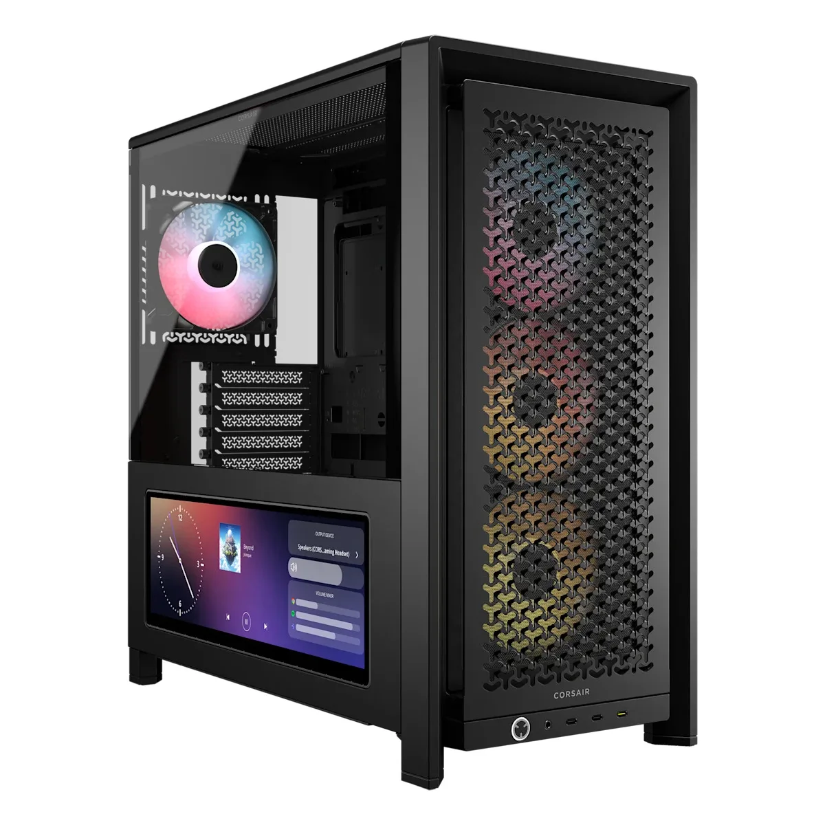 Gabinete Corsair FRAME 4000D LCD RS ARGB Negro Mid-Tower ATX Pantalla LCD 14.5 pulgadas 4 Ventiladores RS120 ARGB CC-9011326-WW