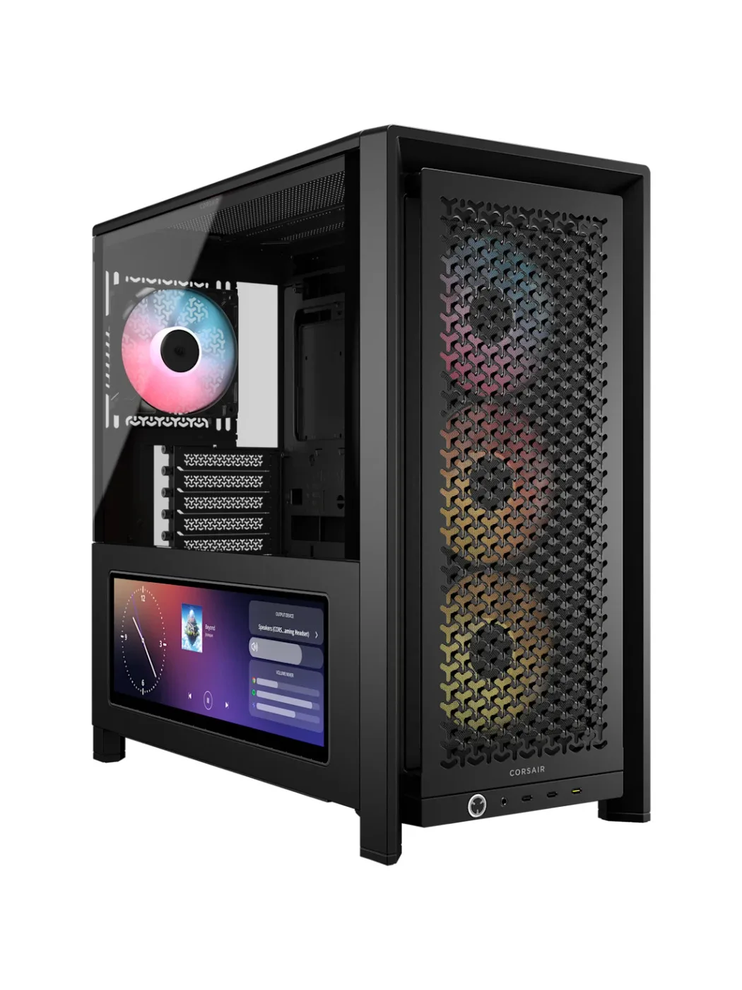 Gabinete Corsair FRAME 4000D LCD RS ARGB Negro Mid-Tower ATX Pantalla LCD 14.5 pulgadas 4 Ventiladores RS120 ARGB CC-9011326-WW