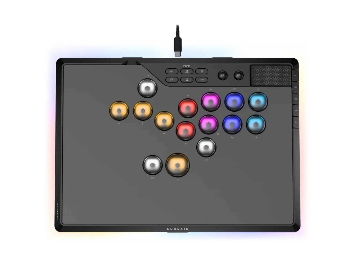 Controlador de juegos CORSAIR Novablade Pro Wireless Hall Effect Leverless Controller RGB LED MGX v2 Negro — foto 3