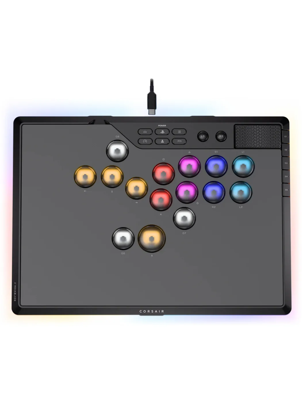 Controlador de juegos CORSAIR Novablade Pro Wireless Hall Effect Leverless Controller RGB LED MGX v2 Negro — foto 4