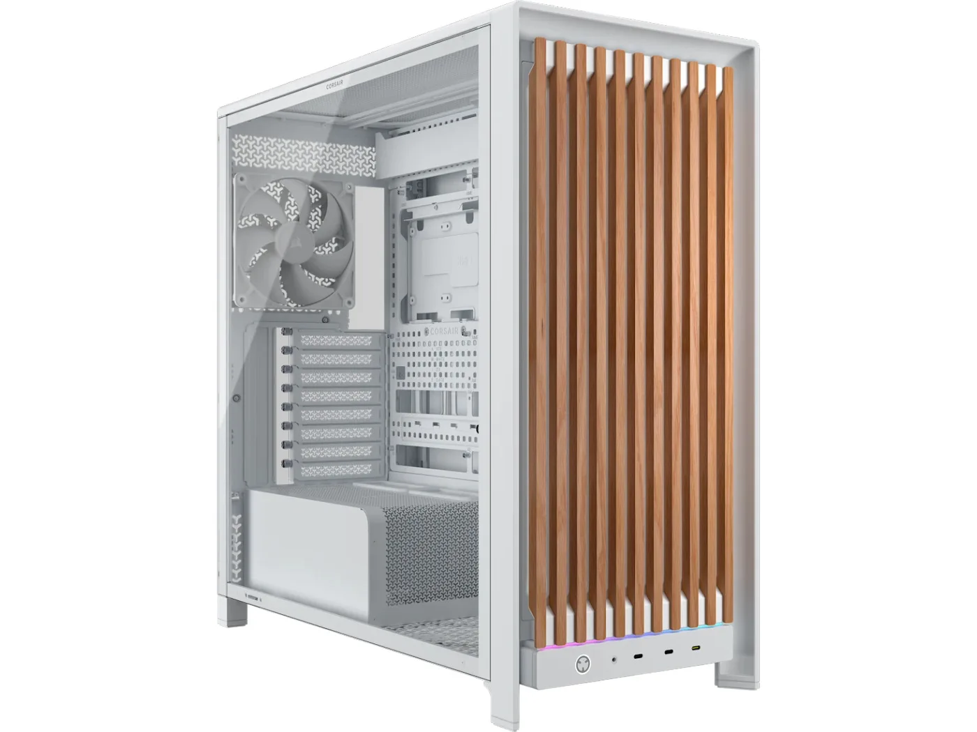 Gabinete CORSAIR FRAME 5000D Wood RS Performance Mid-Tower Case Blanco / Madera