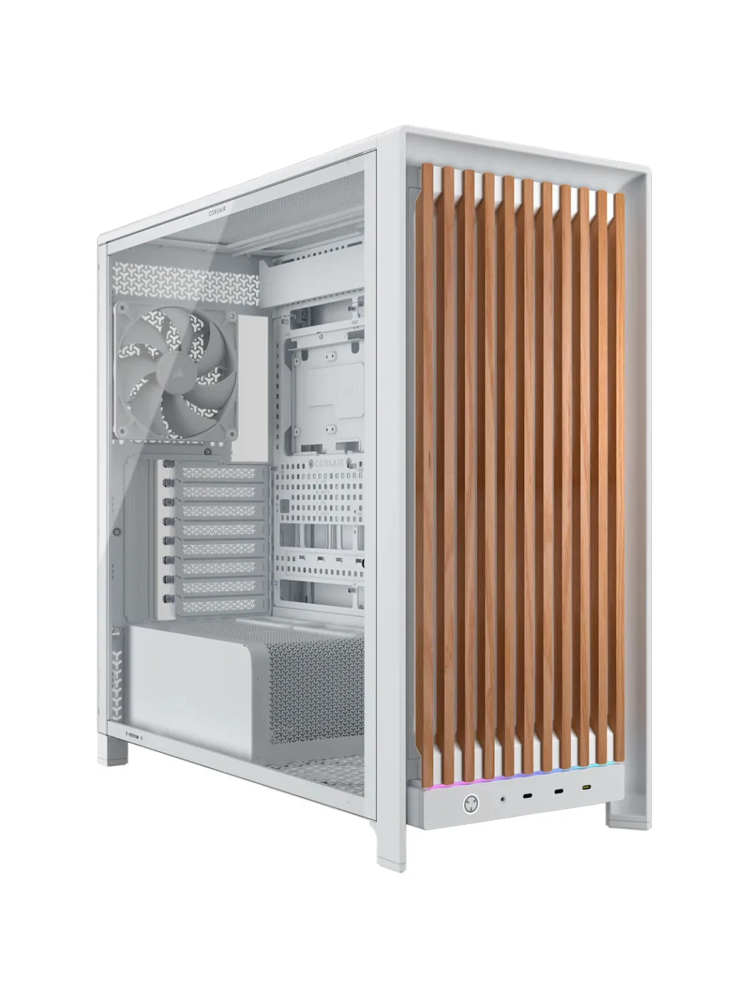 Gabinete CORSAIR FRAME 5000D Wood RS Performance Mid-Tower Case Blanco / Madera