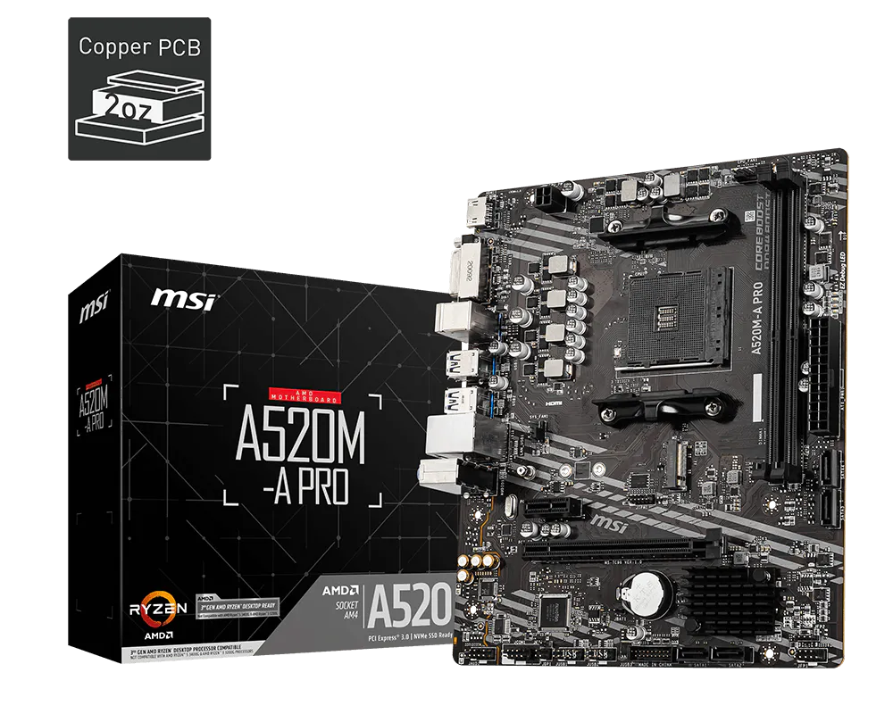 Motherboard MSI A520M-A PRO AMD Socket AM4 DDR4