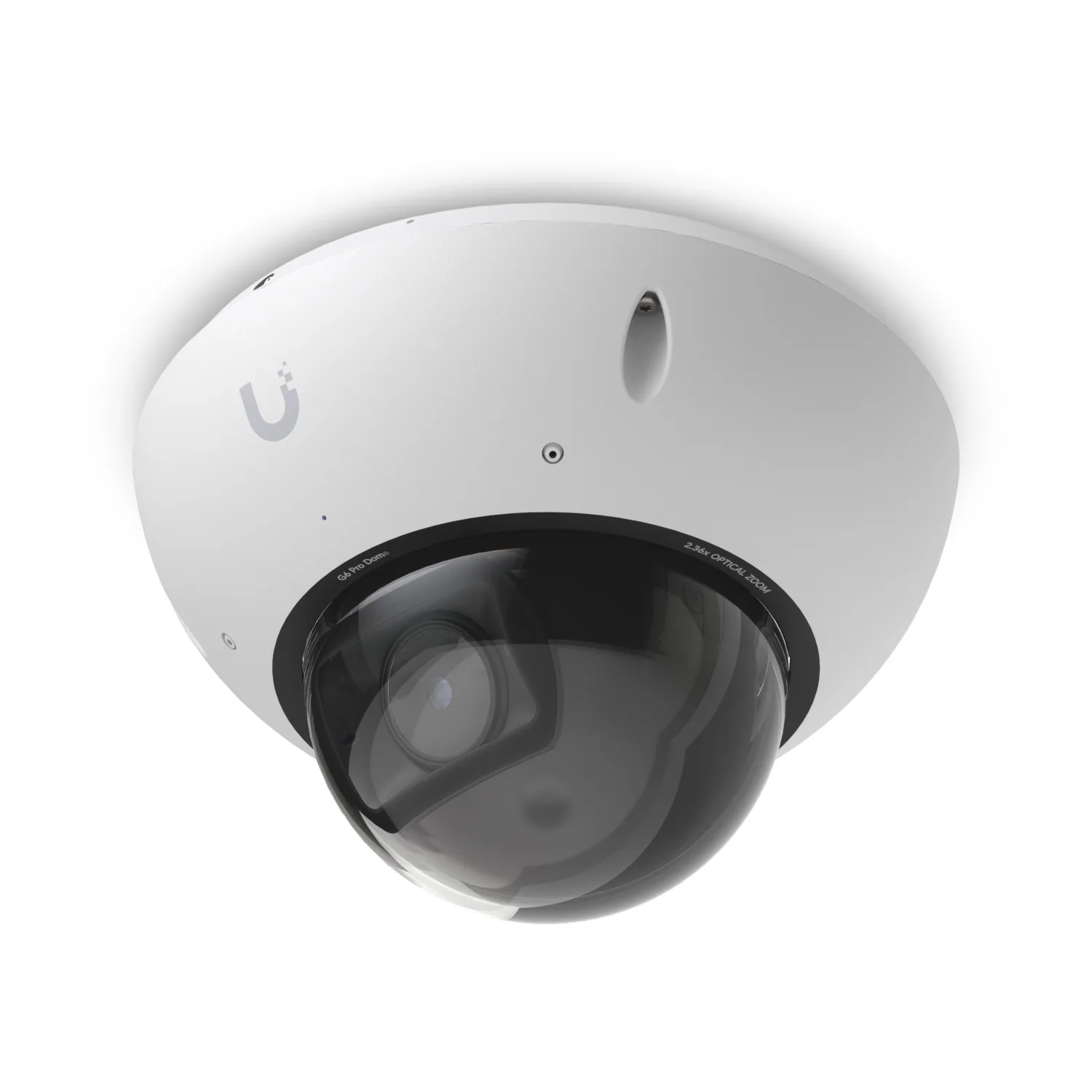 G6 Pro Dome- White- All-weather vandal-proof 4K PoE+ camera with a Multi-TOPS AI engine, 2.36x optical zoom, and a large 1/1.2" CMOS sensor for exceptional low-light clarity and long-range IR night vision.