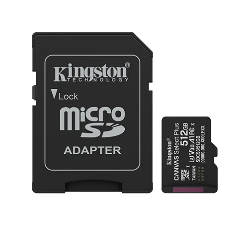 MicroSD Kingston Canvas Select Plus 512GB 150MB/s Clase 10 con Adaptador SDCS3/512GB