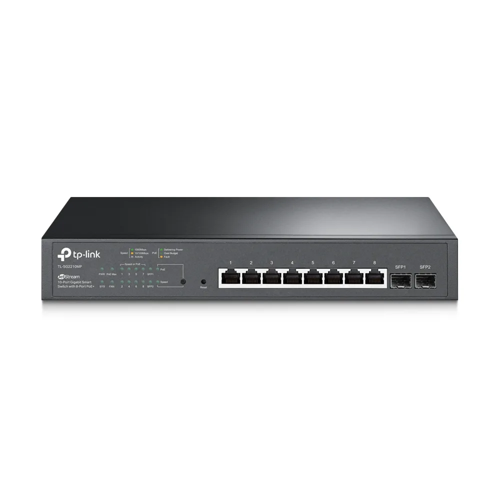 TP-LINK SWITCH SMART 8P GIGAPOE+ 150 WATS TOTALES + S SFP 1 GB TL-SG2210MP