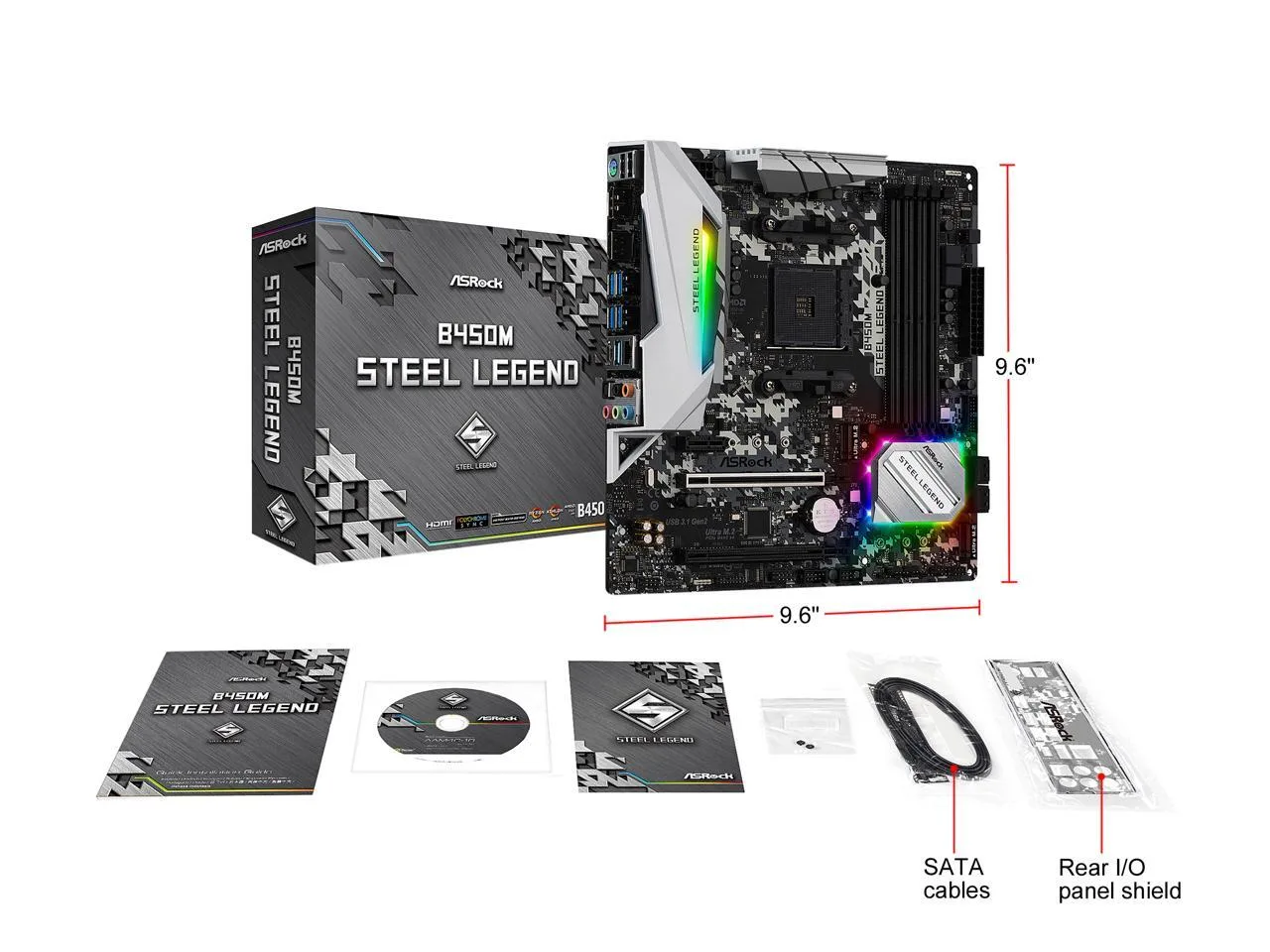 Mother Asrock B450m Steel Legend Amd Am4 Ddr4 Color Negro AMD B450