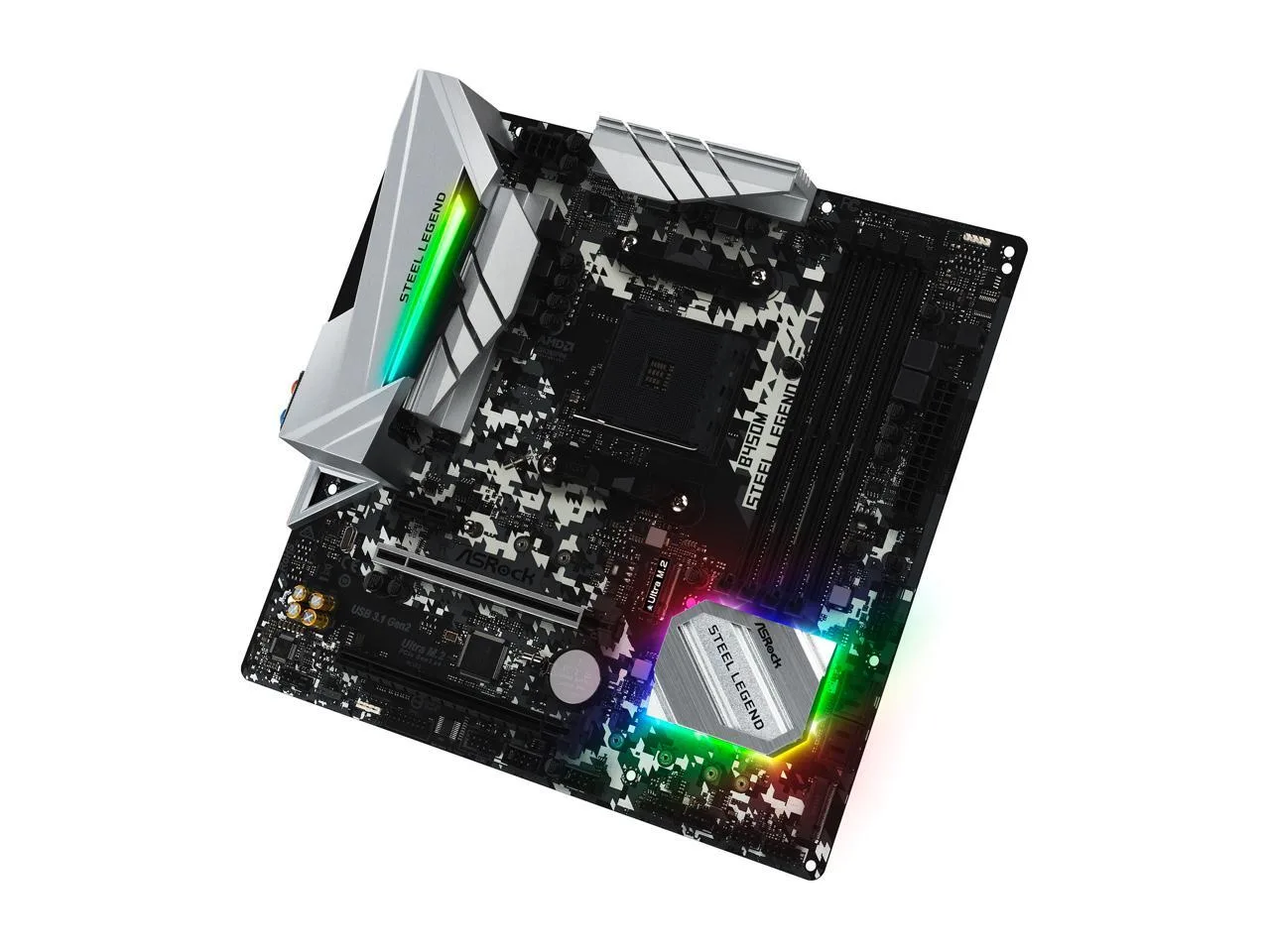 Mother Asrock B450m Steel Legend Amd Am4 Ddr4 Color Negro AMD B450