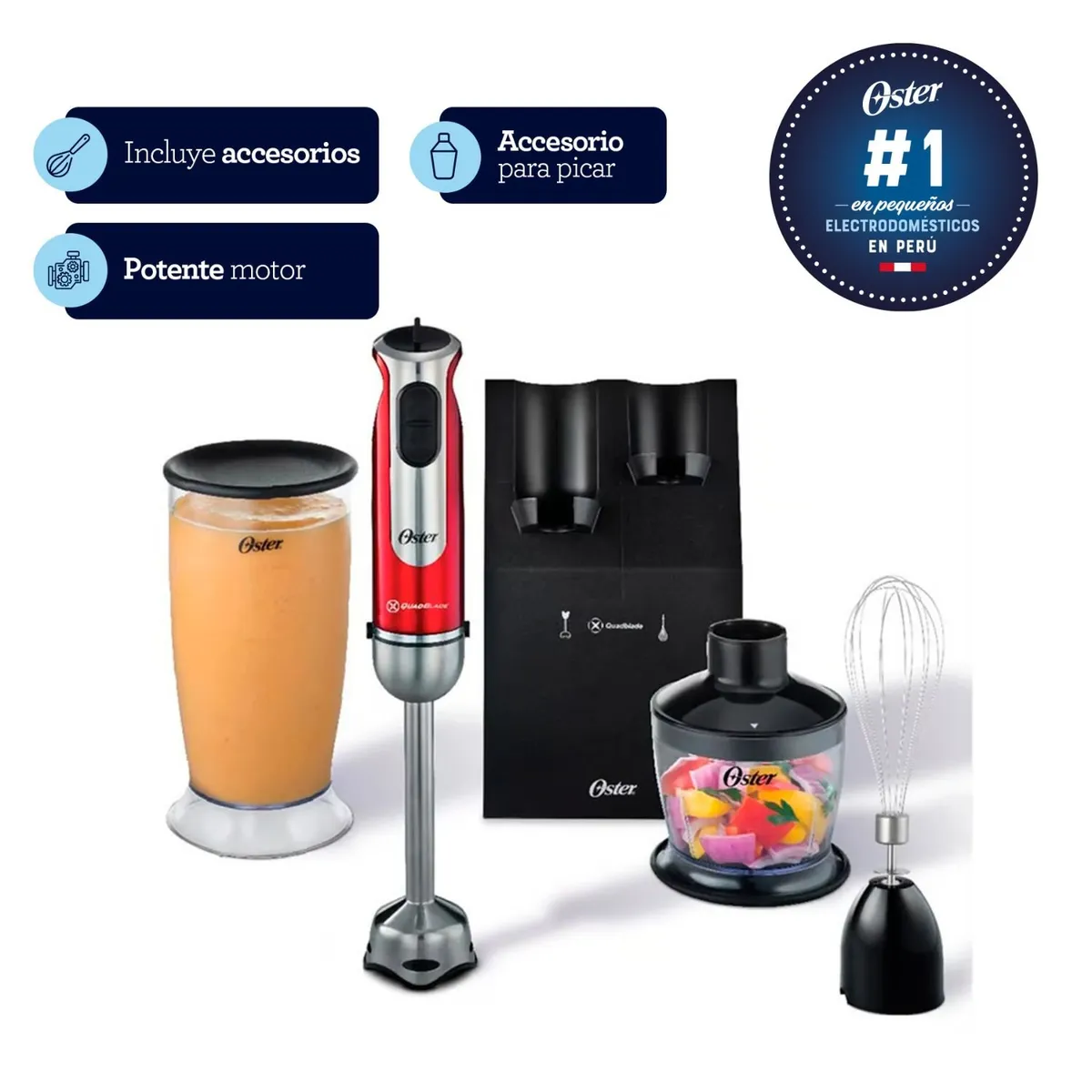 Batidora de Mano Stick Mixer 2800 Roja