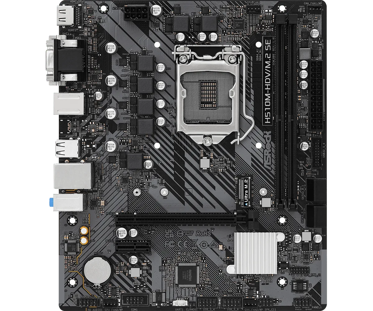 Motherboard Asrock H510m-hdv/m.2 Se color Negro H510 H510M