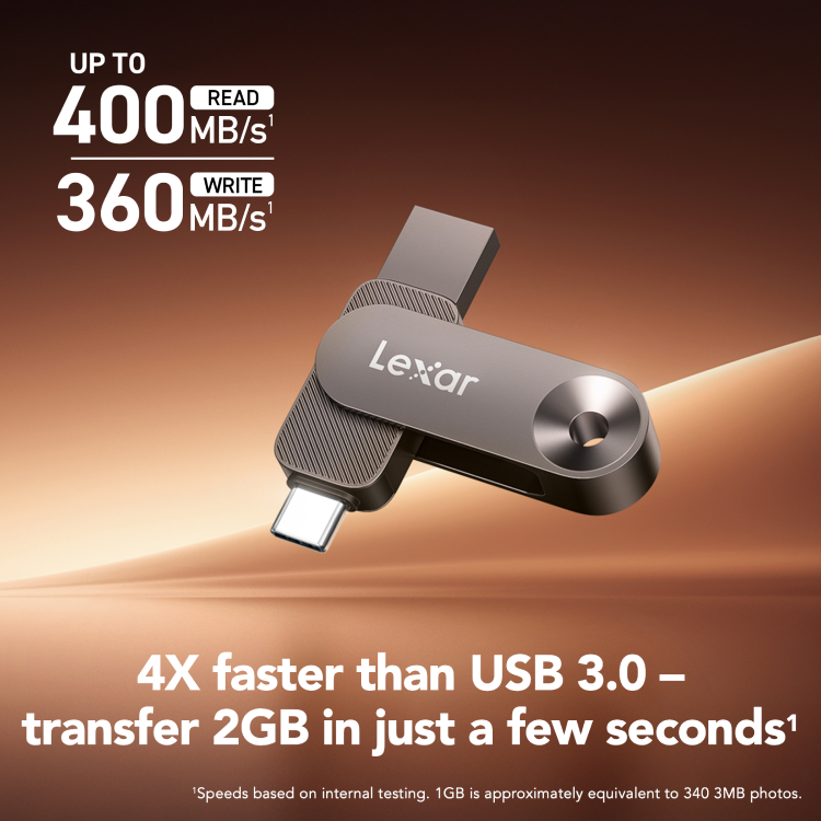 Disco Externo Ssd Lexar D500 128gb Afa 400/360mb/s Dual Drive Usb 3.2 A-c Gen 1