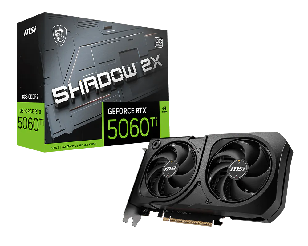Placa De Video MSI Nvidia Geforce RTX 5060 Ti Shadow 2x OC Plus 8gb GDDR7 912-V536-023