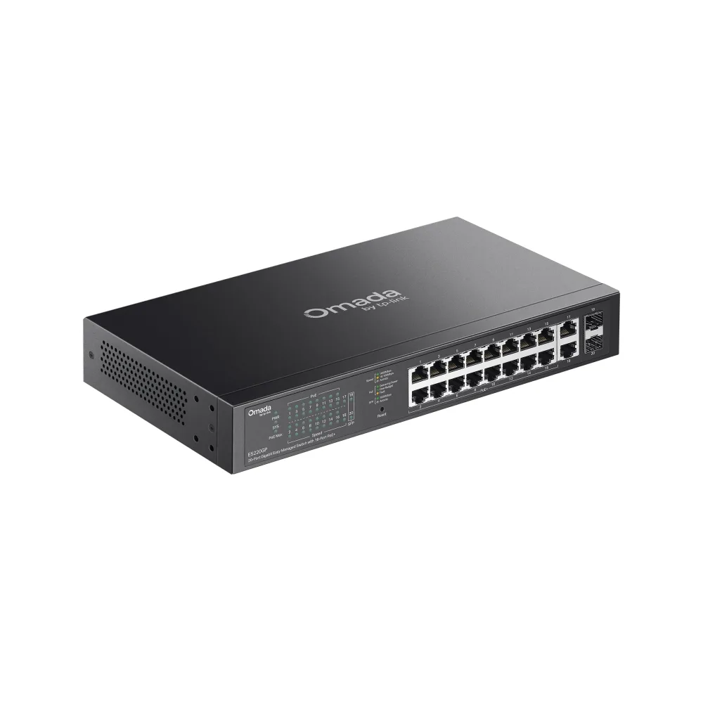 Switch TP-Link Omada 20 Puertos Gigabit 16 PoE+ 150W Easy Managed 2 SFP ES220GP