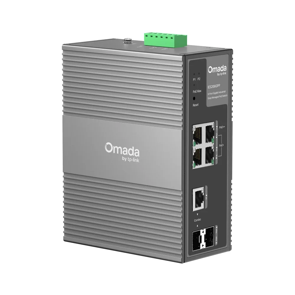 Switch Industrial TP-Link Omada 6 Puertos Gigabit 4 PoE+ 120W IP40 DIN-Rail IES206GPP