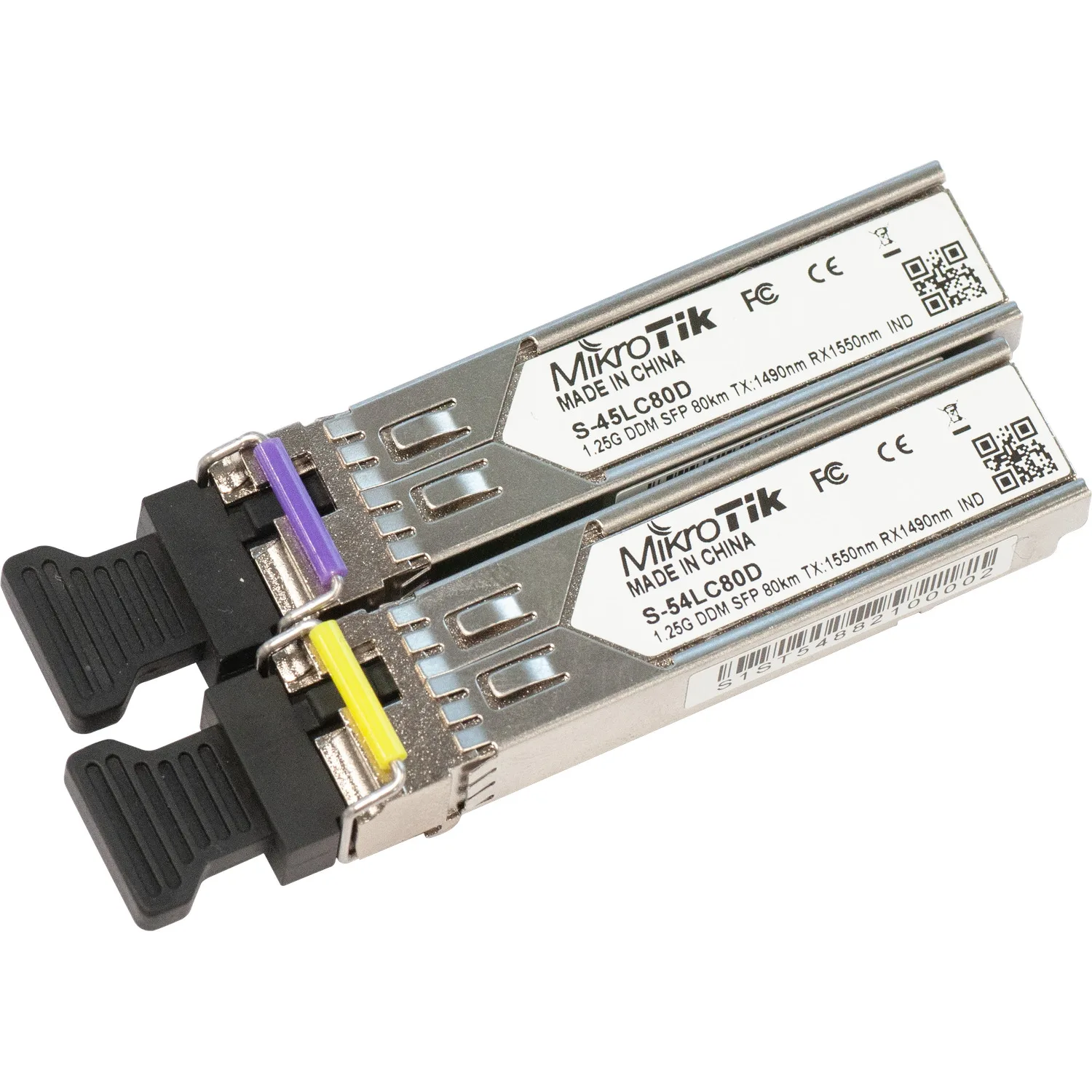 Pair of SFP modules, S-45LC80D (1.25G SM 80km T1490nm/R1550nm, Single LC-connector) + S-54LC80D (1.25G SM 80km T1550nm/R1490nm, Single LC-connector)
