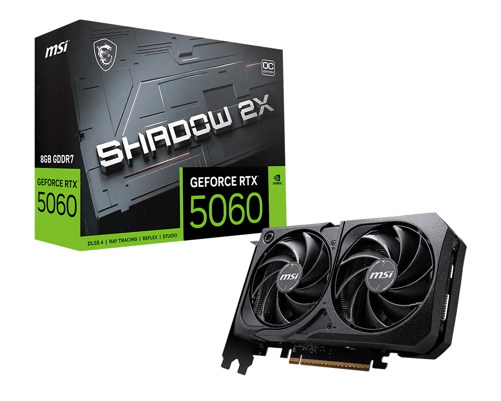 Placa de Video MSI NVIDIA GeForce RTX 5060 Shadow 2X OC 8GB GDDR7 912-V537-038