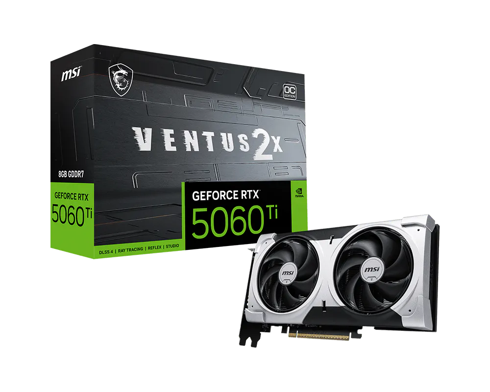 Placa de Video MSI NVIDIA GeForce RTX 5060 Ti Ventus 2X OC Plus 8GB GDDR7 912-V536-033