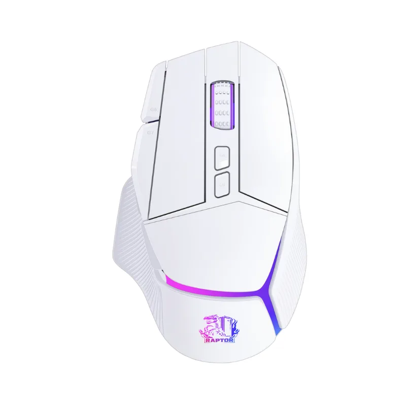 Mouse Gamer Raptor Storm Grip Wireless 9 Botones 24000dpi Retroiluminado C/soft White (2968)