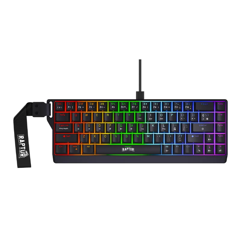 Teclado Gamer Raptor Fireclaw M68 Magnetico RGB Switch Red Outemu (3019)