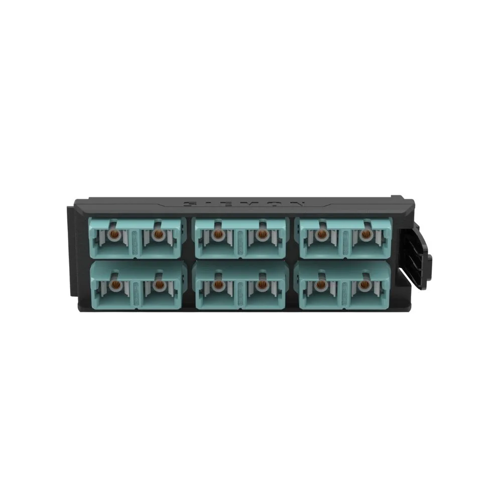 Fiber, Adapter Plate, LightVerse, 12 Fiber, SC, Flat, Aqua Adapter, Black Housing, Phos Bronze Sleeve
