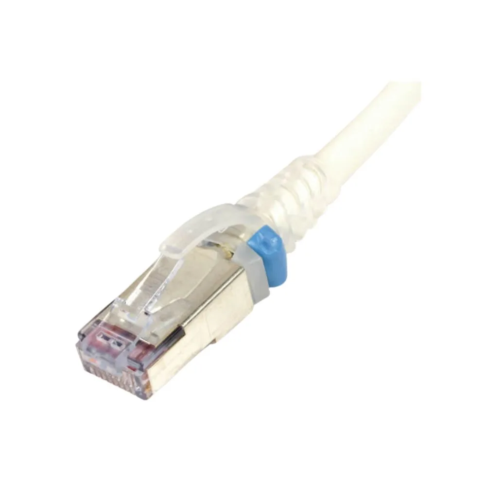 Copper,Patch Cord,RJ45,RJ45,Category 6A,S/FTP,T568A/B,Stranded,CM/LSOH-1,White Cable,Clear Boot,03 Feet,Bulk Pack,28 AWG
