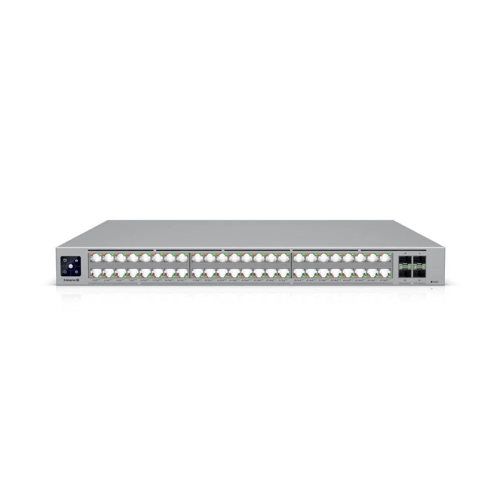 Enterprise-grade 48-port, Layer 3 Etherlighting™ PoE+++ switch with high-capacity 10 GbE RJ45 and 25G SFP28 connections for high availability system design.
