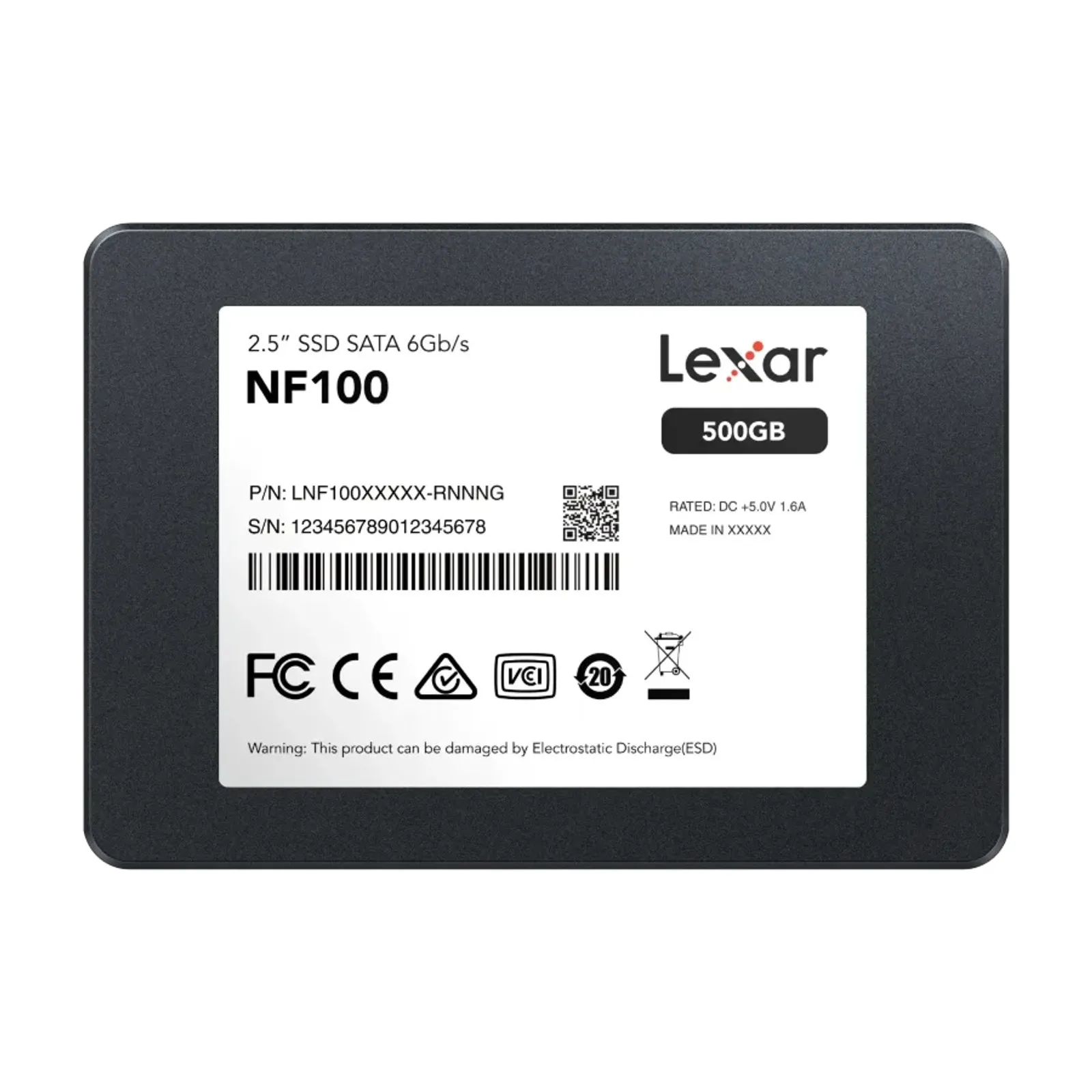 DISCO SSD LEXAR LNF 500GB —sequential read up to 500MB/s, 2.5” SATA III (6Gb/s)