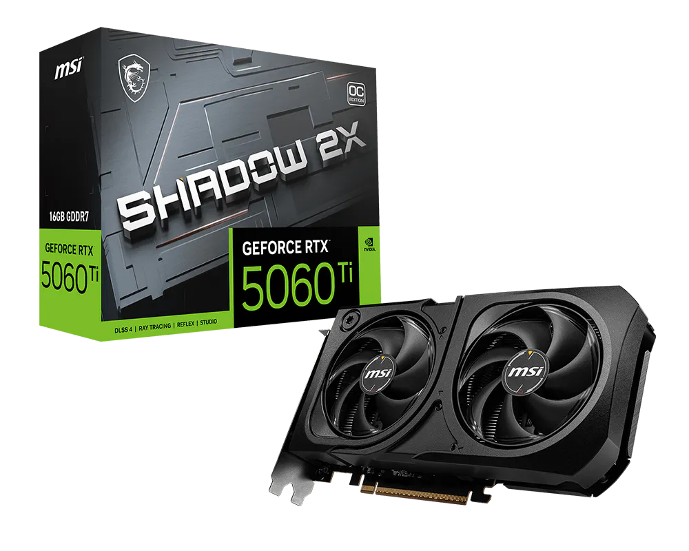Placa De Video MSI GeForce RTX 5060 Ti Shadow 2X OC Plus 16GB GDDR7 912-V535-218