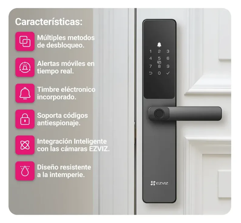 Cerradura Inteligente EZVIZ DL05 con Huella Dactilar Wi-Fi y Bluetooth