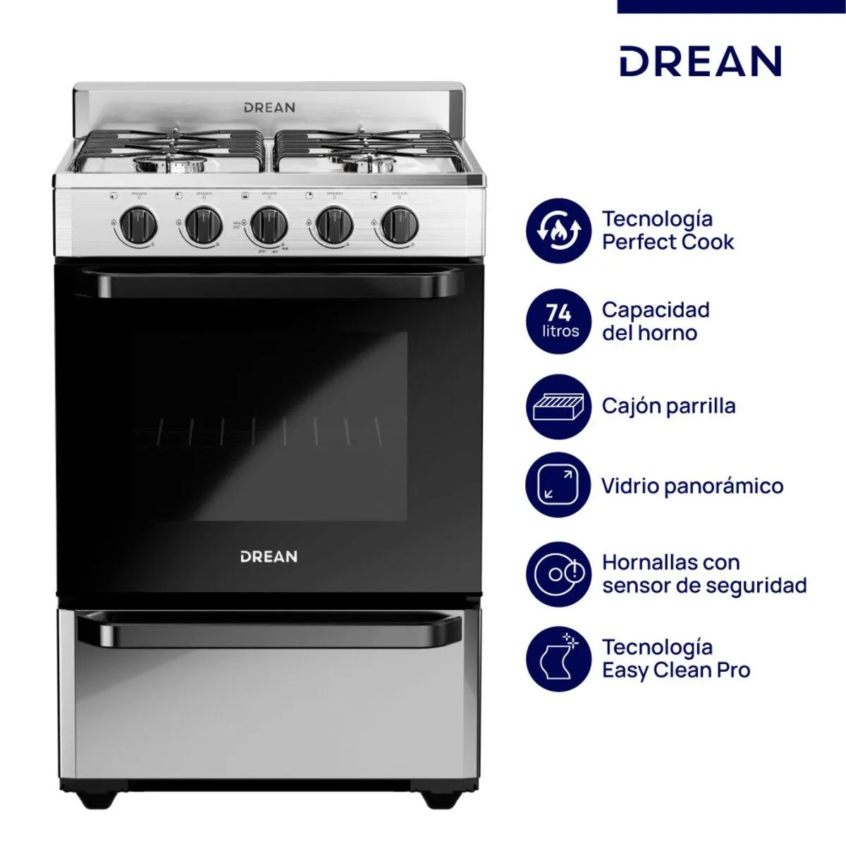 Cocina Multigas Drean Cd5602ai0 56 Cm Acero Inoxidable
