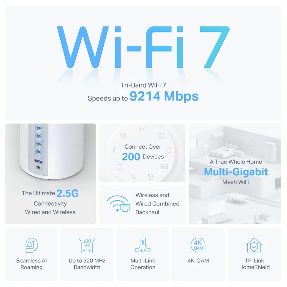 Deco BE65 Pack De 3 Mesh TP Link BE11000 Wifi 7 (6966)