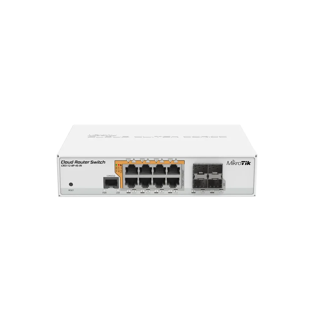 ROUTER MIKROTIK SW CRS112-8P-4S-IN 8 PUERTOSPOE 160 WATTS 128 MB RAM