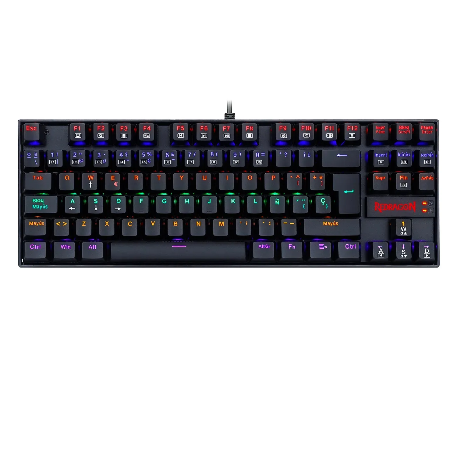 Teclado Redragon Kumara 2 K552 Rainbow Negro